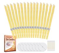 16 velas de cera de abejas para eliminar cerumen, velas naturales para eliminar la cera de los oídos, velas de cera para los oídos, con 8 discos protectores y 20 bastoncillos de algodón