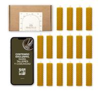 16 Velas de Miel de Abeja Ritual Mágico Buena Suerte 11/22 (2 cm de ancho). Velas Decorativas Hechas a Mano 100% Cera Abeja Natural Sin Parafina QR guia digital Detalles para Regalar (16)