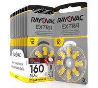 160 baterías para aparatos acústicos Rayovac Extra tamaño 10. - 20 blísteres de 8 Pilas