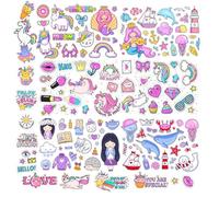 160 calcomanías Kawaii de sirena de unicornio para niños, juego de calcomanías de vinilo de fantasía para álbumes de recortes, botellas de agua, portátiles, diarios, manualidades, bonito tema de