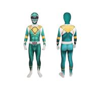 (160,Green)Mighty Morphin Power Rangers Cosplay Costume Jumpsuit Bodysuit Party Fancy Dress Set for Unisex