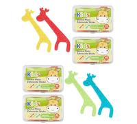 160 Hilo Dental Para Niños seda dental 4 Colores Dental Floss Kids hilo dental con mango en Forma de Jirafa arcos dentales para Espacios Interdentales Estrechos