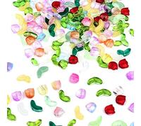 160 Piezas Cuentas de Flores para Pulseras, Coloridas Translúcidas Cuentas de Vidrio Artesanía Cuentas Espaciadoras de Flores para Collares Pulseras Fabricación de Joyas (Color Mixto)