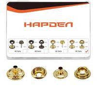160 piezas de botones de presión, kit de cierres a presión de 15 mm de acero inoxidable de grado marino para botes, broches de presión de 3/8" de metal para ropa, cuero, cubierta de barco, tela