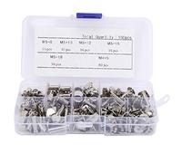 160 piezas de tornillos, remaches de cuero, tornillos de cabeza plana, kit de sujetadores de clavos, M5 x 6 mm, 10 mm, 12 mm, 15 mm, 18 mm, pernos surtidos con 80 tornillos,