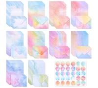 160 Piezas Juego de Papel, Papel de Escribir A5 Rayado con Sobres, 50 Hojas, 50 Sobres y 60 Pegatinas para Invitaciones Conjunto de Sobre, Cartas, Cumpleaños, Boda y Oficina