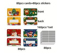 160 piezas/juego que contiene 80 tarjetas de rascar navideñas con 80 pegatinas cubiertas - información oculta, Papá Noel, osos polares, Navidad - Adecuado para Papá Noel, regalos de