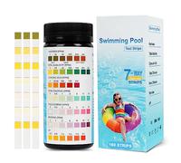 160 Tiras de Prueba de Agua, Kit Piscina pH y Cloro, 7 en 1 Tiras Piscina para Precisión la Dureza, la Alcalinidad Total, el Ácido Cianúrico, el Cloro Total, el Cloro Libre, el Bromo y el pH