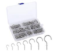160 unids Ganchos Atornillables, Ganchos con rosca, Tornillos de Gancho con Rosca para Madera,Techo Ganchos de la Taza Ganchos de Tornillo, Niquelado, 7 Tamaños (Plata)