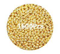 1600 cuentas doradas de 4 mm, cuentas redondas espaciadoras Ccb, perlas sueltas para enhebrar pulseras, collares, joyas, pendientes, manualidades