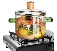 1600ml Glass Cooking Pot with Lid - Clear Heat-Resistant StovetopCookware, Quick Heating Simmer Teapot Design | Kitchen Pot for Soup, Sauce, Pasta, Milk Tea, Brewing on Stove