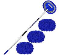 160cm 63" Cepillo Lavar Coche con Mango Telescopico Microfibra Kit Limpieza Caravana 2 In 1 Interior Exterior Mopa Accesorios Camper Vehículos Autocaravana Lavado Detailing Escoba Removedor Arañazos