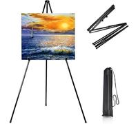 160cm Caballete Metálico Portátil con Bolsa, Trípode Presentaciones Pintura Plegable,Caballetes Exhibicion Pintar Arte Ajustable Estudio Artista para Paneles Carteles Bodas Interiores Exteriores Negro
