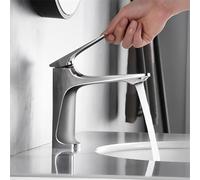 160mm Compact Brass Mixer Tap Single Handle (Plata) | Núcleo de latón macizo, para una construcción duradera, mezcla caliente/fría, control de una sola palanca