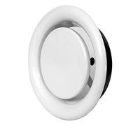 Ø 160mm Difusor de Extracción - Válvula de Disco Regulada - Rejilla de Ventilación Redonda de Acero - Blanco