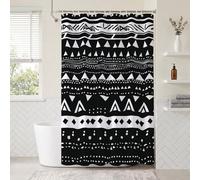160x200cm Cortina de Ducha Bohemia Geometría Impermeable Tela de Poliéster Cortinas de Baño Máquina Secado Rápido Dobladillo Inferior Ponderado Accesorios Anillas Cuarto de Baño Bañera, ZO-64