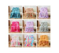 (160x200cm,Yellow)Tie-dye Faux Fur Blanket Throw Long Plush Soft Fluffy Sherpa Bedding Sofa 1X