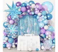 162piezas Frozen Globos Guirnalda Frozen Cumpleaños Niñas Fiesta Decor Púrpura Azul Frozen Globos Copos de Nieve para Bodas Niñas Cumpleaños Fiesta Decor Globos Baby Shower Frozen Fiestas Tema