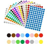 1632 pegatinas redondas de 15 mm, pegatinas redondas, pegatinas redondas de colores, puntos adhesivos, 16 colores, para oficina, escuela, calendario, tarjetas
