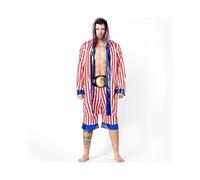 (165 cm) Disfraz de boxeador masculino para Halloween, cosplay, actuación, traje de boxeo a rayas para