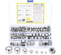 165 Pcs Tuercas Ciegas Hexagonales, Tuercas de Sombrerete de Acero Inoxidable A2 V2A, Tuerca de Sombrerete Alta Forma, Tuerca Bellota para Tornillos Varillas Roscadas, Tuercas M3 M4 M5 M6 M8 M10 M12