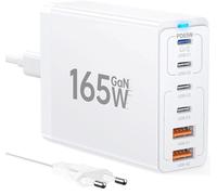 165W USB C Charger GAN，Multiple USB Charger【4 USBC + 2 USBA】 PD ，Estación de Carga de 6 Puertos Compatible con iPhone/Samsung/Google/Xiaomi/Laptop/Tablet y Otros Dispositivos USBC-Blanco