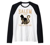 1692 Se perdieron una Camisa Salem Witch Trials Black Cat Moon Camiseta Manga Raglan