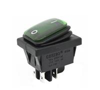 16A 250VAC KCD4-201 Rocker 12V 220V Red Green Blue Yellow Light Illuminated DPST 4pins On Off Switch 1Pcs(Green LED,220V)