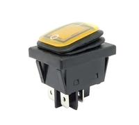 16A 250VAC KCD4-201 Rocker 12V 220V Red Green Blue Yellow Light Illuminated DPST 4pins On Off Switch 1Pcs(Yellow LED,12V)