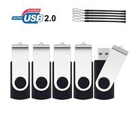 16GB Memory Stick 5 Pack,SRVR Flash Drive USB 2.0 Swivel Thumb Drives Data Storage Jump Drive Zip Drive Memory Sticks External Devices with Led Indicator(5 Black Color with Lanyard)