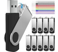 16GB Pendrive 10 Piezas Unidad Flash USB Portátil y Práctico Memorias USB 16GB Flash Drive USB 2.0 Negro Almacenamiento de Datos Unidad USB Regalo para Niño/Hijo/Hija by FEBNISCTE