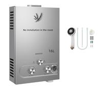 16L 32KW Calentador de Agua de Gas GLP Butano y Propano Calentador de Agua Calentador de Agua LPG Instantáneo Portátil,Modos de Invierno y Verano,para Ducha Al Aire Libre,Baño,Camping