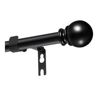 16mm Barra Cortinas Extensible 67-307cm, Barra de Cortina Negra con Soportes con Finales Redondas para Ventanas, Dormitorio, Salón