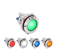 16mm Chrome Metal Indicator Light 12V 24V 220V Red Green Blue White Amber Signal Screw Terminal 1Pcs(110-220V Green)