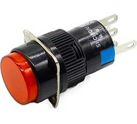 16mm DC 6V 12V 24V 220V Interruptor de botón pulsador LED Botón pulsador momentáneo Restablecimiento automático 1 piezas (Color : 1, Size : 24V)(12V)
