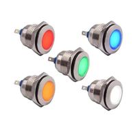 16mm Metal Indicator Light Chrome Panel Mounted Signal 12V 24V 220V LED Red Green Blue 1Pcs(Other voltage Red)
