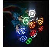 16mm Metal Push Button Switch LED Light 220V Self Lock/Momentary Reset Car Start Power 1Pcs(Red-Reset)