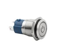 16mm Metal Stainless Steel Self Reset Pushbutton On/off Latching Momentary Push Button Power Switch 10A 110-220V 1Pcs(Symbol LED,Green)