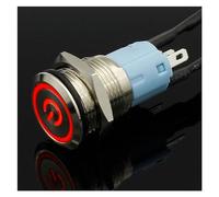16mm rojo azul amarillo verde luz caliente coche metal LED interruptor de botón de encendido interruptor de bloqueo automático 5V 12V 24V 220V(Red,24V)