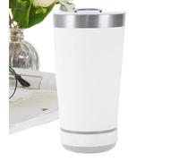 16oz Stainless Steel Tumbler - Insulated Coffee Mug, Speaker Tumbler with Seamless Wireless Connection, Thermal Travel Flask with Integrated Base Speaker, Splash Proof Drinkware, for Road Trip Home