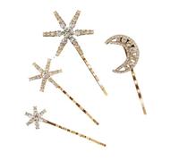 16pc Crystal Stars Moon Hair Clip Pins Set Snowflake Star Bride Hairpins Women Side Clips Barrettes Accessories(16pcs set Gold)