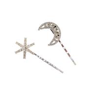 16pc Crystal Stars Moon Hair Clip Pins Set Snowflake Star Bride Hairpins Women Side Clips Barrettes Accessories(16pcs set MS S)