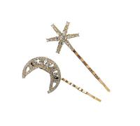 16pc Crystal Stars Moon Hair Clip Pins Set Snowflake Star Bride Hairpins Women Side Clips Barrettes Accessories(16pcs set MS G)