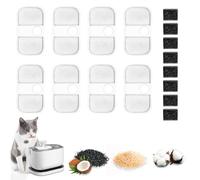 16pc Filtro Fuente Gatos, Filtro Fuente para Gatos 8 Filtros de Carbono y 8 Filtros de Espuma, Sistema de Triple Filtro Bebedero Gato, Filtro Recambio para Fuente Agua Mascota PLWF105/PLWF115/PLWF005