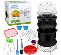 16PCs Accesorios para Freidora de Aire de 4.5QT-6.8QT Accesorios para Friedoras sin Aceite de 8 Pulgadas Kit de Accesorios con Plato Redondo de Pastel Molde Soporte para Barbacoa