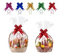 16pcs Bolsas de Celofán Grandes, 70x100cm, 50x70cm Bolsas Transparentes de Canasta, Bolsas de Regalo con Lazos para Cestas, Flores, Manualidades y Ramos de Navidad