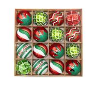 16pcs Christmas Ball with Hole Unbreakable Lanyard Design Xmas Party Decor Hanging Color Ball for Party