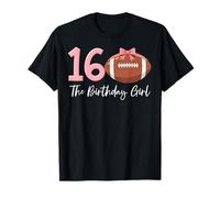 16th Birthday Girl Football Ball Coquette Pink 16 Camiseta