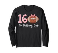 16th Birthday Girl Football Ball Coquette Pink 16 Manga Larga