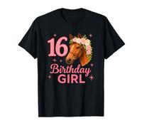 16th Birthday Horse Girl Turning Nine Cowgirl Pony Party Camiseta